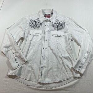 Panhandle Slim Retro Shirt Rock & Roll Cowboy Men Large Pearl Snap Embroidered